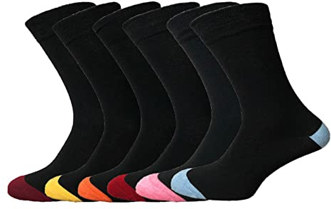ZombaFlo® 6 Pairs Diabetic Socks for Men NON Elastic Soft Grip Comfortable Loose Tops cotton Rich Colorful Heel and Toe UK Size 6-11