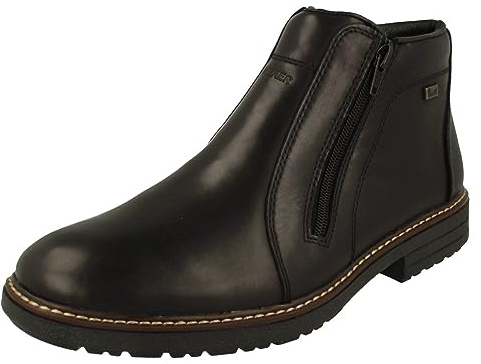 Rieker 33160-00 Bottes imperméables en cuir noir avec double fermeture éclair pour homme, Noir , 41 EU