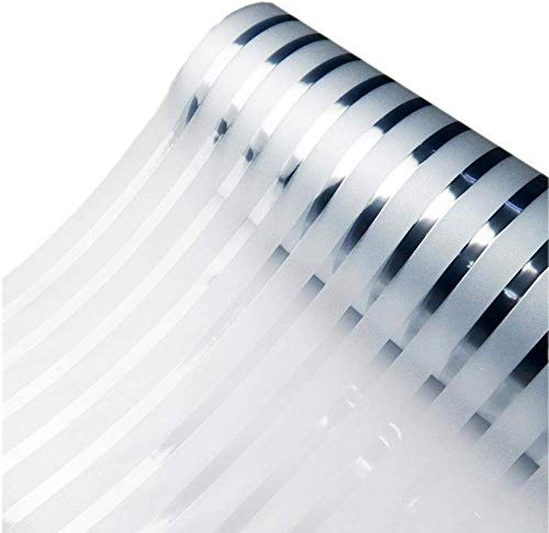 Zindoo Window Films Privacy for Glass Windows, Frosted Stripe 119.5x400cm | Static Cling Non-Adhesive Glass Stripe Film, Opaque Anti UV Window Sticker Vinyl Coverings Privacy for Office Home Kitchen