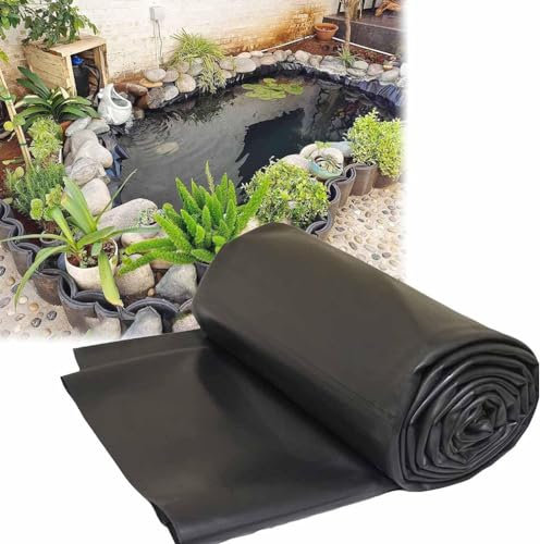 MISKYN Teichfolie Schwarz HDPE 2X4m 2X10m 3X8m 7X10m 9X10m, UV-Beständig, Schwimmteich Folie Gartenteich Teichplane, Für Teichbau, Garten- Und Teichzubehör,8 * 9m