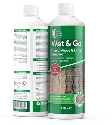 Wet & Go Mould, Algae & Lichen Remover 1L - Effortless Outdoor Cleaner, No Scrub Multi-Surface Protection, Up to 12 Months Prevention, Ideal for Patios, Driveways & Roofs