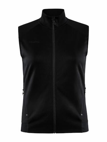 Craft ADV UNIFY VEST | Damen Weste M | Black | Leichte Weste Damen aus Recycling Polyester | Laufweste Damen | Mit Kragen | 2 Taschen | Damen Weste Sommer leicht