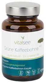 Vitalsee GRÜNE KAFFEEBOHNE 400 – 60 vegane Kapseln – Extrakt mit 50% Chlorogensäure & Koffein – glutenfrei, laktosefrei – im Glas