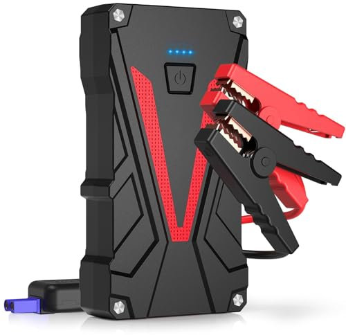 4000A Peak 12V Car Jump Starter Power Pack for 9L Gas/8L Diesel Engines - 1500CCA Portable Battery Booster With Jump Leads, Quick Charge, LED Flashlight