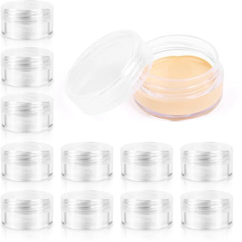 12 Pièces Récipient pour Échantillons, Pots Ronds Vides de 5 g, Petit Pot Vide Cosmétiques, Petite Contenants Cosmétiques, Petites Boîtes à Échantillons de Voyage, pour Crème, Poudre, Baume à Lèvres