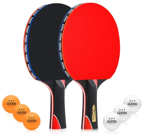 LUOXG Ping Pong Paddles, Ping Pong Paddles Set of 2, Includes Paddles and Balls, Table Tennis Rackets Set Suitable for Beginners and Professionals