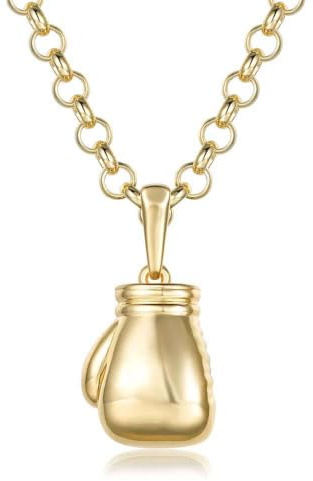 Bling King London Gold Boxing Glove Pendant, 7mm Thick 24 Inch Long Chain