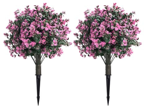 Nurnesy 19,7 Tums Rosa PE Konstgjord Toppiary-träd - Falsk Grönska Buske med Markspets för Inomhus Utomhus Veranda Trädgård