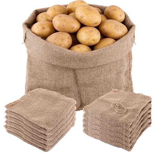 LDXDRU Juego de 10 sacos de yute para plantas, 50 x 55 cm, 220 g/m², saco de yute, protección para plantas, invierno, resistente, saco de patatas/protección contra heladas