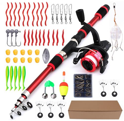 Mineup Juego De Caña De Pescar Telescópica Y Carrete, Kit De Caña De Pescar Telescópica De Fibra De Carbono, Juego De Pesca Para Niños, Cañas De Pescar Para Niños, Set De Pesca Para Niños De 3 a 10 Añ