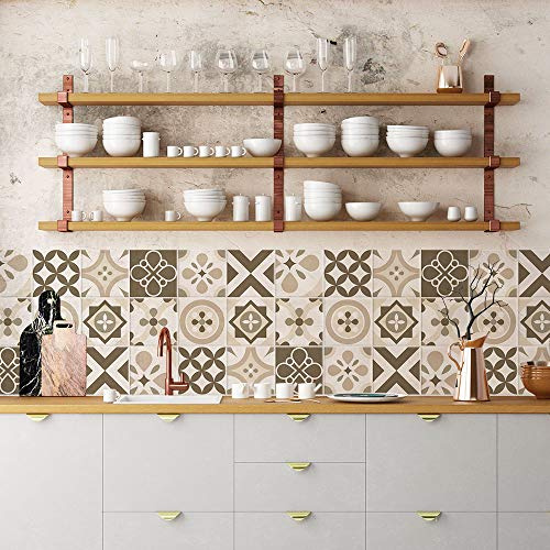 RE-COVERTILES - 36 st Klistermärken Kakel formatera 10x10 cm PS00224 Väggmosaik Cement Kakellim för badrum och kök Peel and Stick