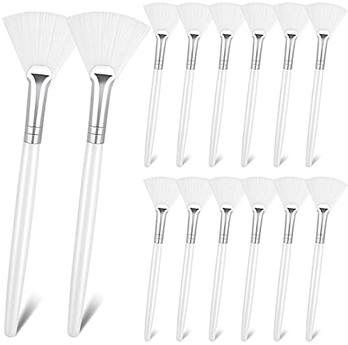 Patelai 14 Pieces Facial Fan Mask Brushes, White