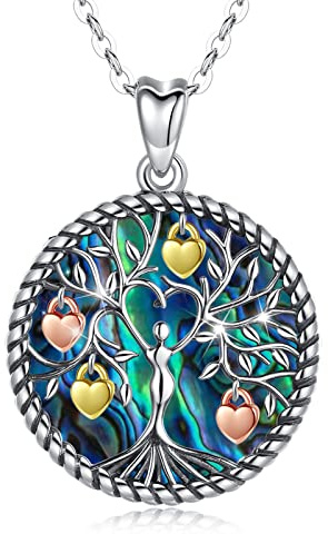 Eusense Collar de árbol de la Vida, Colgante de árbol de la Vida de Madre Perla, Regalo de Joyería de Plata de Ley 925 para Mujer