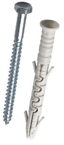 M8 (8mm x 100mm) acos de pared y tornillos hexagonales M6 (Paquete de 50) Tornillos de Montaje de Pared Tapones de Pared con Acero Inoxidable Tornillos de Anclaje de Pared y Juego de Tapones