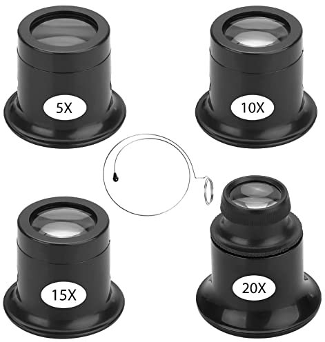 4 Stück Uhrmacher Auge Okular 5x/10x/15x/20x Augenlupe Uhrmacherlupe Set Lupenlupen Uhrenreparatur Okular Feinmechanikerlupe Beruf Tragbare Juwelierlupe Für Uhrenreparatur Und Schmuckbewertung