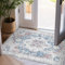 TOPICK Door mat Washable 60x90cm Navy Blue Entryway Doormat Indoor Vintage Chenille Print Thin Small Rug Lightweight Non Slip Carpet for Kitchen Bathroom