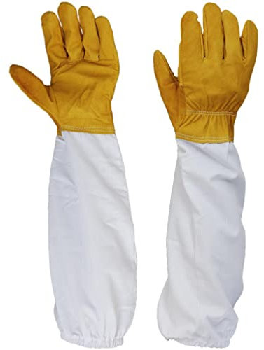 Guanti da apicoltura, taglia XL, in pelle di capra, per apicoltori, proteggono le mani dalle punture di api, colore: giallo