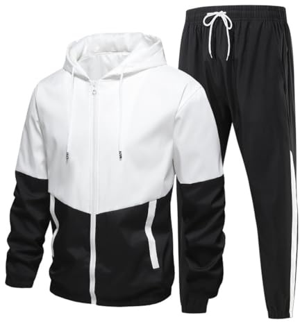 seiveini Ensemble Homme Survêtement Manches Longues Veste à Capuche Zippé et Pantalon Longue Ensembles Jogging Automne Printemps Tenue de Sport Outfit