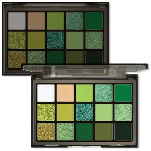 Beauty Glazed Palette di Ombretti Verdi Shimmer 15 Colori Altamente Pigmentati per Trucchi Occhi