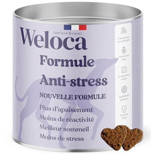 Anti-stress hund - 13 kraftfulla naturliga ingredienser - lugnande för stressade, oroliga, reagenta, hyperaktiva hundar - 120 lugnande tillskott - hundkosttillskott - ny formel