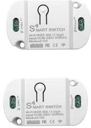 Lot de 2 Interrupteur Connecté WiFi 10A - DIY Smart Life Interrupteur Intelligent Compatible avec Alexa/Google Assistant/Tuya Smart DIY APP Contrôle à Distance,Commutateur WiFi avec Fonction Minuterie