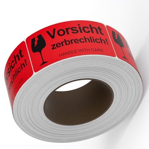 MFLABEL 500 Stück Vorsicht zerbrechlich Stickers (100x50mm) Fragile Stickers Warnetiketten Moving Warnhinweis Aufkleber