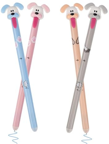 Stylo à encre gel effaçable – Stylo à encre gel ergonomique de 0,5 mm | Stylo à encre gel effaçable créatif pour chiot, 4 accessoires d'apprentissage, stylo à eau effaçable de dessin animé, outil