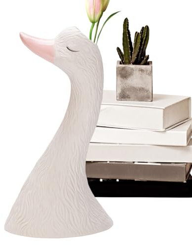 Vase de Cygne, Vase en céramique | Swan Figurine White Planter Pot Mignon,Ornements de Chambre à la Maison, Sculpture de Table en céramique pour Salle de Bain, Salon