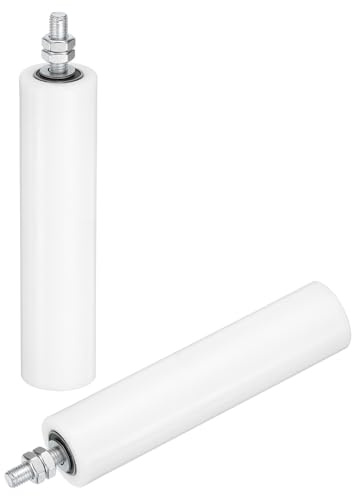 sourcing map Lot de 2 rouleaux de guidage pour portail coulissant, 20,3 cm en nylon, support de portail, guide universel à roulement à billes scellé pour porte coulissante, blanc