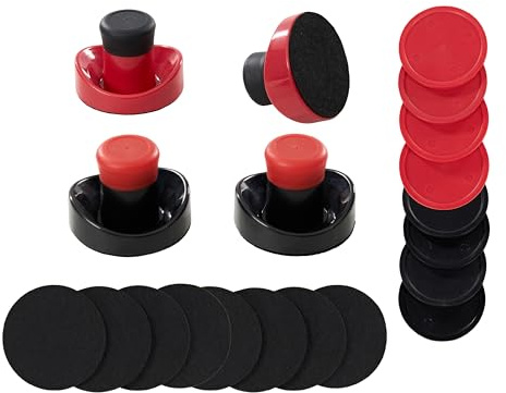 Hall of Games Air Hockey Accessories Set 4 Pushers, 8 Pucks, 8 Pads, Fits 60 to 72 in Air Hockey Tables, Red and Black