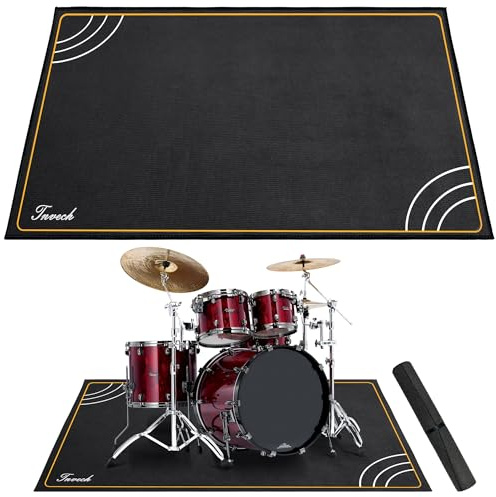 Alytree Drum Mat | 4 x 5.3Ft, Drum Rug with Non-Slip Grip Bottom & Noise Reduction, Soundproof Drum Carpet for Studio, Apartment, Outdoor, Electric Drum Accessories Gift for Drummers, Pattern