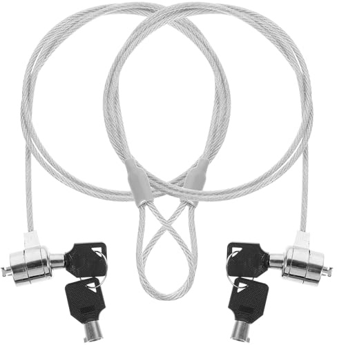 TIDTALEO Candado de Cable Antirrobo para Portátil 1,12 M, Candado Portátil Llave 2 Unidades, Cable de Aleación Resistente y Flexible 360°, Seguridad para Ordenador y Tabletas en Exteriores