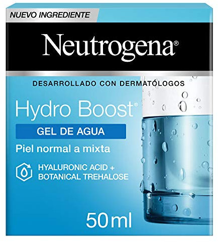 Neutrogena, Hydro Boost Gel de Agua, Pieles normales a mixtas, Hidratación Duradera No Grasa, con Ácido Hialurónico de origen natural, Desarrollado con dermatólogos, 50 ml