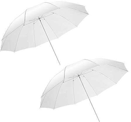 2 x Pro Durchlichtschirm 109 cm weiß für Weiches und Diffuses Licht, 43 Zoll Weiß Transparent Reflektor Studio Schrim Blitzschirm für Fotografie Studio Blitze