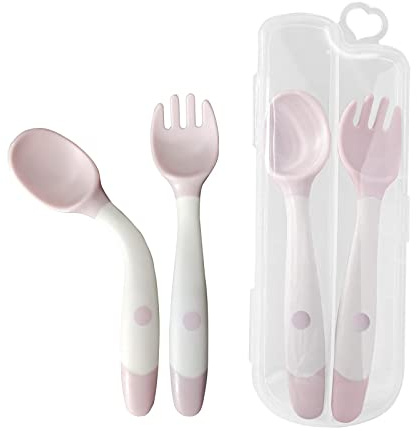 Tomedeks 2 Piezas Cubiertos De Cuchara Y Tenedor De, Utilizados Para El Entrenamiento De Alimentación Infantil, Fácil De Sostener, Resistent