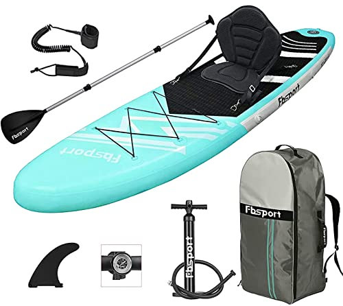 FBSPORT Aufblasbares SUP Board, Stand Up Paddling Board, Aufblasbare Stand Up Paddle Board für Stand-Up Paddling 15CM Dick, Surfbrett Kit mit Verstellbares Aluminium SUP Paddel+Handpumpe,Modell-320CM