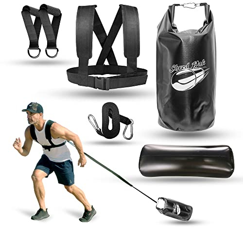 Trineo de Entrenamiento de Resistencia, arnés y Asas de Trineo de Peso, Entrenamiento Extremo para Atletas, Quema 3 Veces Las calorías, Kit de 4 Piezas para Gimnasio, hogar y Exteriores (Bolsa de