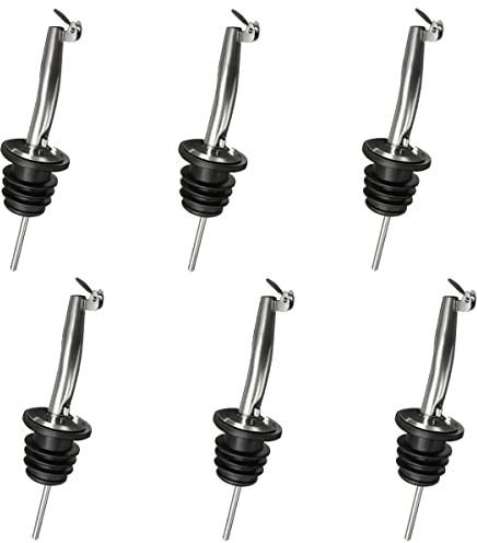 YSTrillion 6 Pcs Stainless Steel Liquor Pourer,Versatore per Bottiglie,Acciaio Inox Bottiglia Versatori,Versatore da Bottiglia con Tappo,Erogatori per Bottiglie di Liquore per Cocktail,Liquore,Aceto