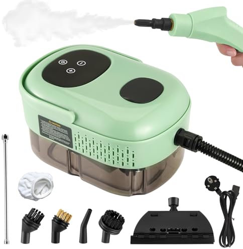 Elektrische Dampfreiniger, 2500W Dampfreiniger Handgerät, 1.1L/3.0 Bar Druckdampfreiniger, Druckdampfreinigungsmaschine mit Intelligente Berührung, 6 Gänge, für Badezimmer, Küche, Böden, Fenstern