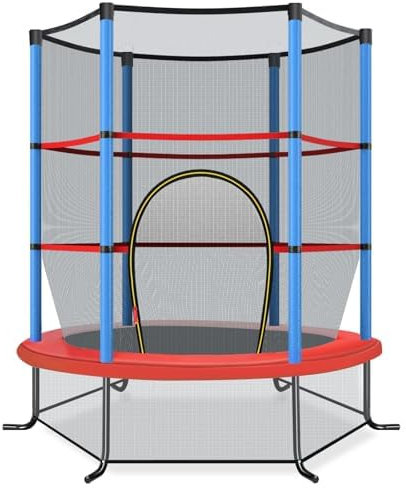 FANTASK Ø165cm Gartentrampolin mit Sicherheitsnetz, Trampolin, Indoor-/Outdoortrampolin