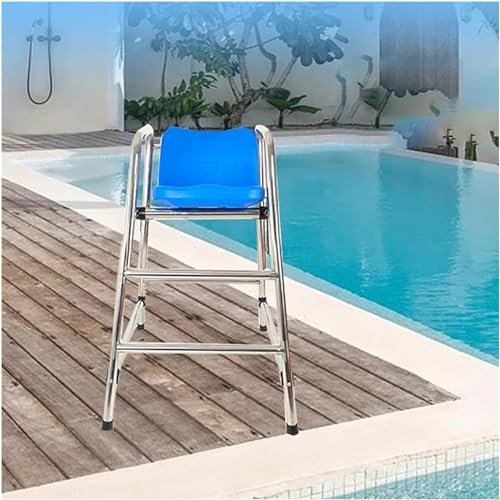 SAFWELAU Taburete alto Escalera para piscina exterior 120 cm 150 cm 180 cm de alto Silla de salvavidas para Deck Patio Lake Beach, Sillas de salvavidas para piscinas de acero inoxidable con asiento, C