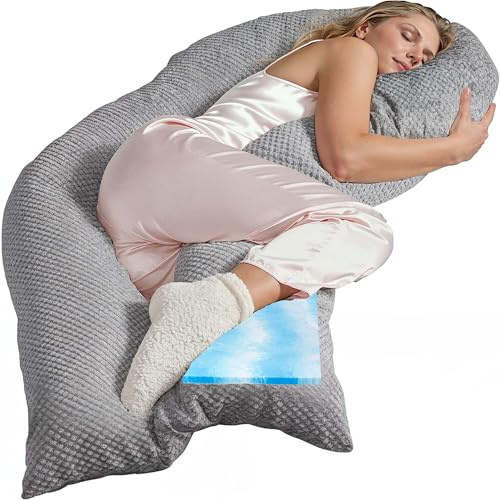 Traumreiter Seitenschläferkissen Visco M Wendekissen Memory Foam [orthopädisch] + Watte Seite | Schwangerschaftskissen zum Schlafen, Stillkissen XXL Kissen, Komfortkissen mit Bezug Silber Deluxe
