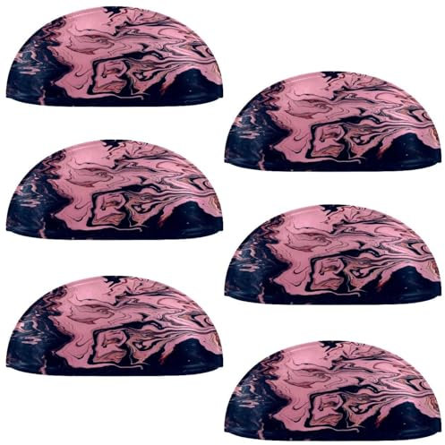 VAPOKF 6 Pcs Shell Cup Handles, Semi Circle Drawer Knobs Pulls Handles Used for Bedroom Dresser Cabinet Cupboard Kitchen Door, Pink and Dark Blue Paint