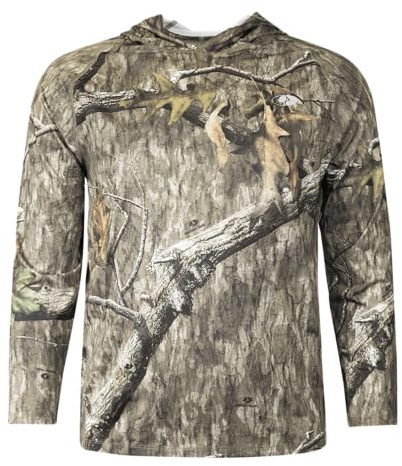 Mossy Oak Mens Camo Hoodie Lightweight Hunting Shirts Chemise Homme