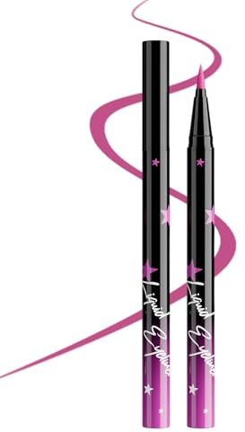 Rosa Matte Liquid Eyeliner, Hochpigmentierter Eyeliner Bunt Wasserfest Wischfest, Langanhaltender 24H, Schnelltrocknung, Multi-use Flüssiger Lidstrich Stift, Color Eye Makeup für Cosplay Festival-06