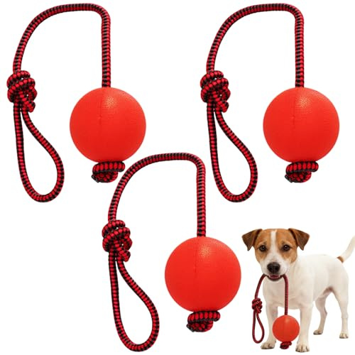 SrgPui Dog Ball on Rope, 3 Pack Dog Rope Toy Set for Interactive Play, Ball on a Rope for Dogs, Indestructible Dog Toys for Fetch and Training, Flirt Pole Attachment for Active Medium to Large Dogs