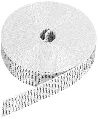 QUARKZMAN Bälte för rullgardiner, ersättningsrep tillverkat av polypropen, infälld rem skruvdragningssats, dörrar, fönster, (6 m x 23 mm) svart/vit