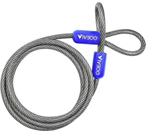VIVBOO 1/4in Security Cable with Loops 4FT/6FT/8FT/10FT Cut-Resistant and Waterproof Security Cable Suitable for Travel,Home and Outdoor Activities