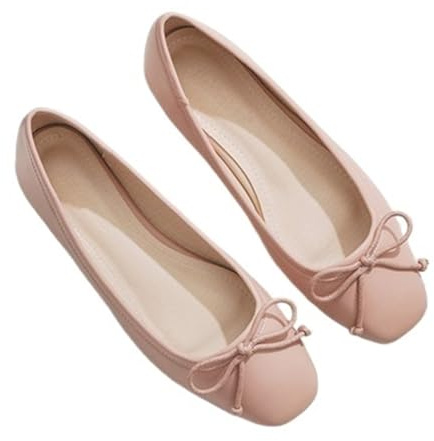 IUVYTA Ballerine Pieghevoli da Donna Ballerine da Donna Rosa con Fiocco a Testa Quadrata(Pink,40)