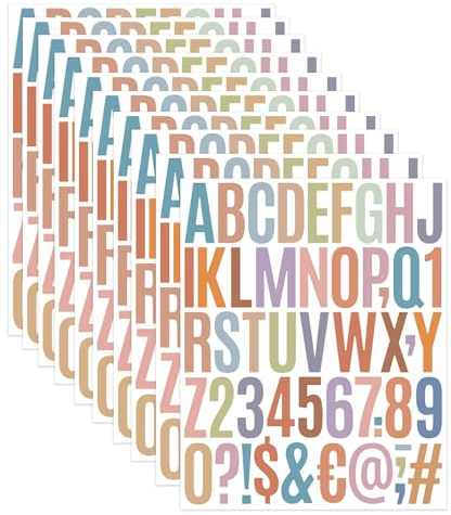 KiKiHong 10 Lettres et Chiffres Autocollants,Lettre Autocollantes 5 cm Lettre Adhesive pour Panneaux,Fenêtres,Portes,Voitures et Intérieur Maison(Couleur)